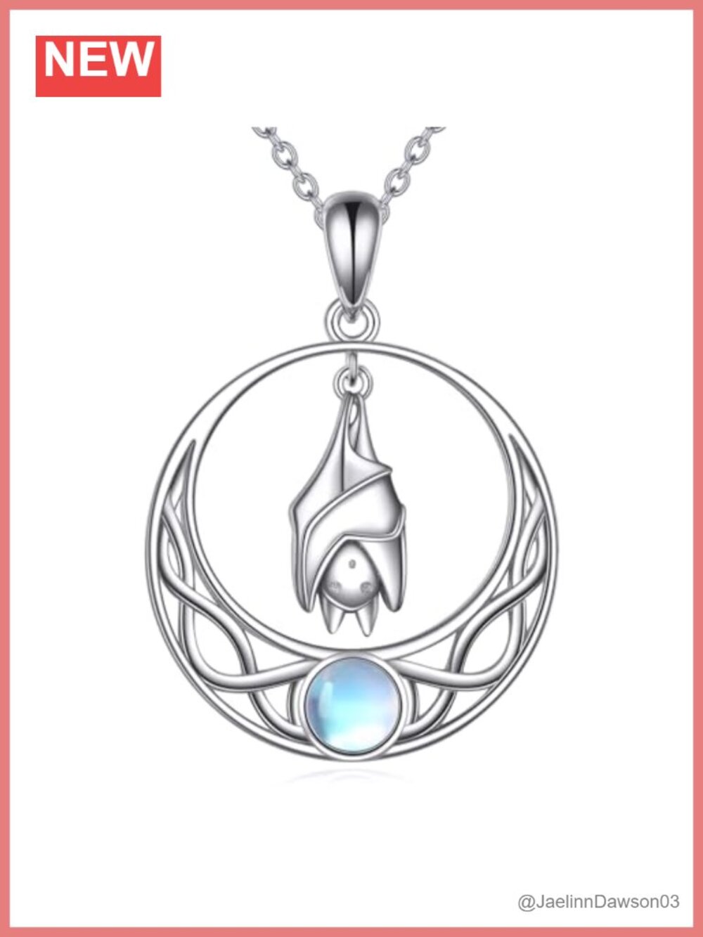 Sterling Silver Bat Necklace Hanging Bat Pendant Witchy Halloween Jewelry
